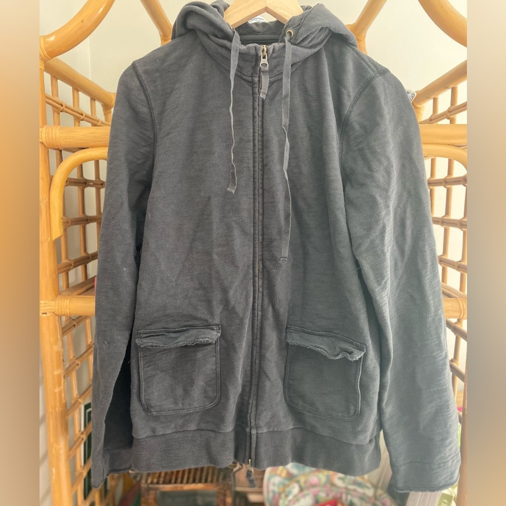 J.Crew rumpled french terry,zip front hoodie. It’s supposed to look like this! L